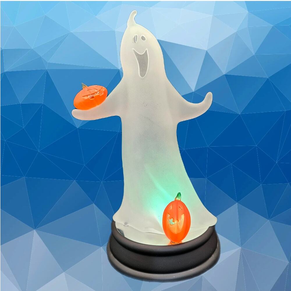 Vintage Avon 2002 Color Changing Halloween LED Figurine-12 Glow Ghost w Pumpkins